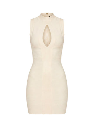 Kimanah Keyhole Bandage Mini Dress Cream