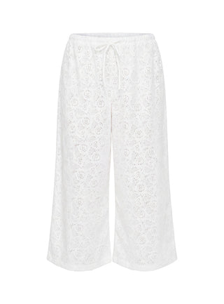 Kiss Me Quick 3/4 Lace Drawstring Pants White