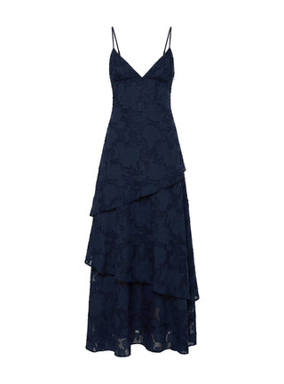 Lyricah Tiered Tie Back Maxi Dress Navy