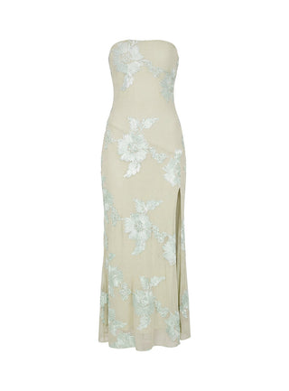 Maribeth Strapless Floral Maxi Dress Mint