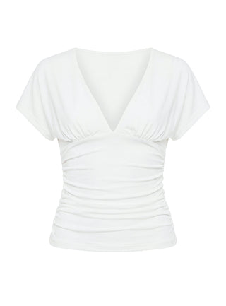 Mattey Cinched V Neck Top White