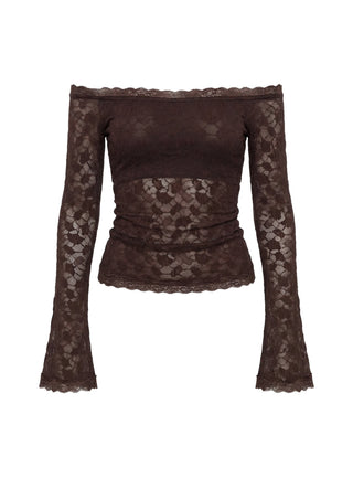 Mochapella Off The Shoulder Top Brown