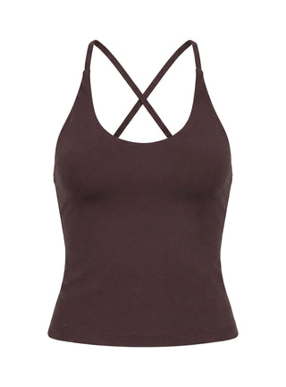 Pace Active Cross Back Tank Top Brown