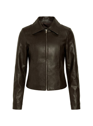 Palomino Fitted Faux Leather Jacket Brown