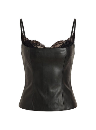 Renaissance Corset Lace Faux Leather Top Black