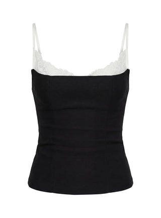 Renaissance Corset Lace Top Black  White