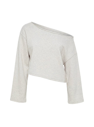 Retreat Raw Edge Off Shoulder Jumper Snow Marle