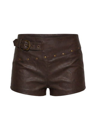 Romey Studded Micro Shorts Charcoal Brown