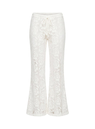 Rosadonna Lace Flare Pants Cream