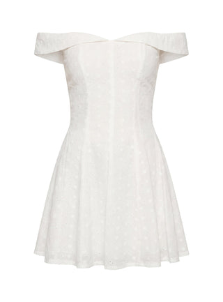 Rosebud Broderie Off The Shoulder Mini Dress White