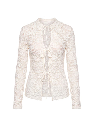 Secret Charms Lace Long Sleeve Top Cream