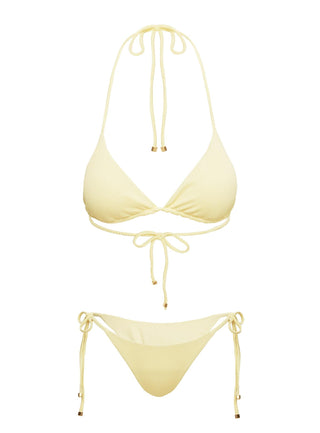 Glora Ribbed Tie Side Bikini Bottom Yellow