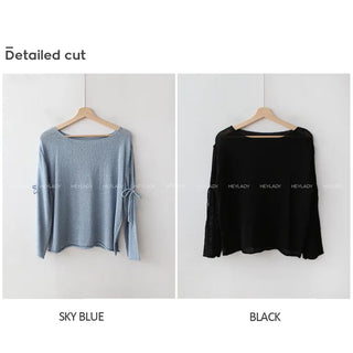 Ribbon Boucle Boat Neck Knit