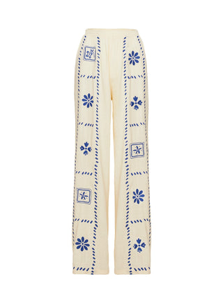 Grazia Pants Cream  Blue