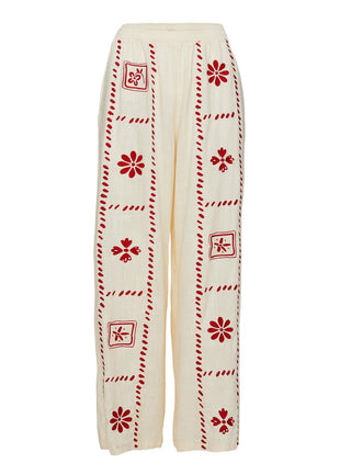 Grazia Pants Cream  Red
