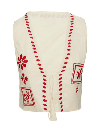 Grazia Vest Top Cream  Red