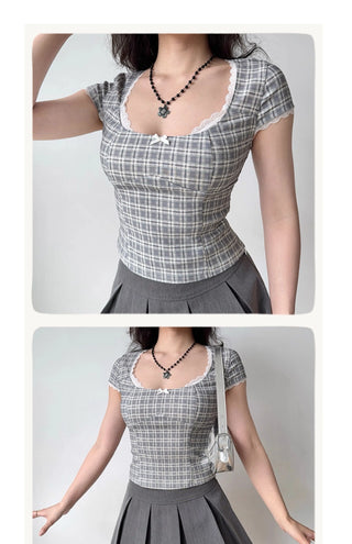 gray plaid tee