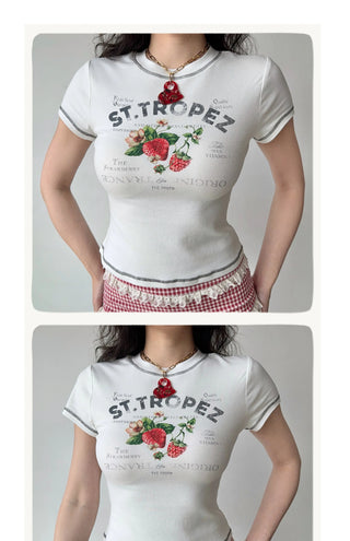 strawberry print tee