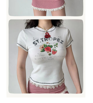 strawberry print tee