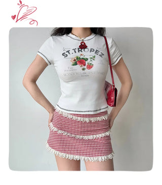 strawberry print tee