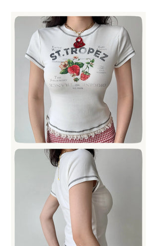 strawberry print tee
