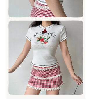 strawberry print tee