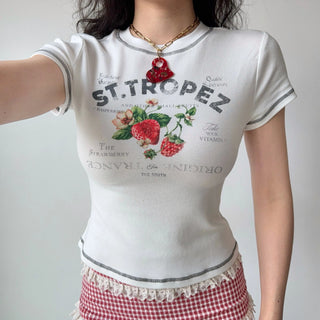 strawberry print tee