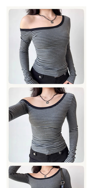 cold-shoulder striped tee