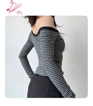 cold-shoulder striped tee