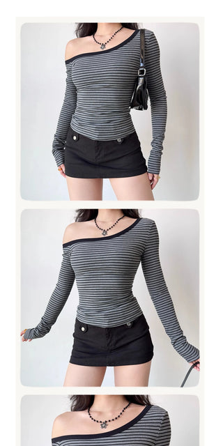 cold-shoulder striped tee