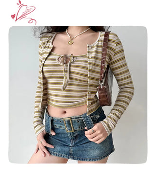 striped cardigan set