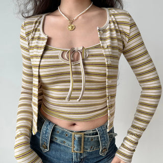 striped cardigan set