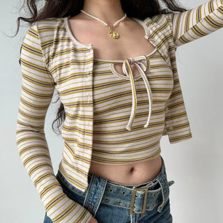 striped cardigan set