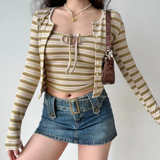 striped cardigan set