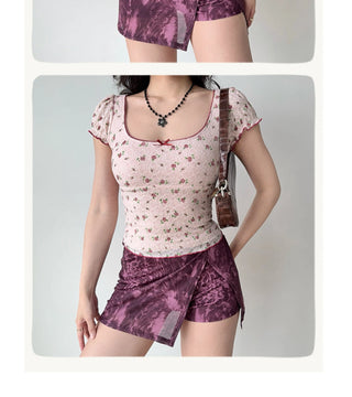 rose lace crop-top