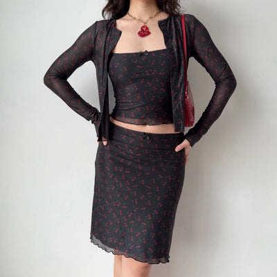 cherry cardigan set