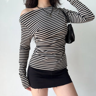 striped shoulder top