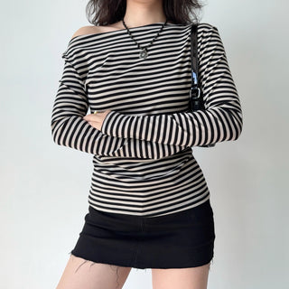 striped shoulder top