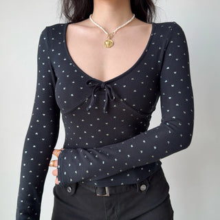 bow V-neck top