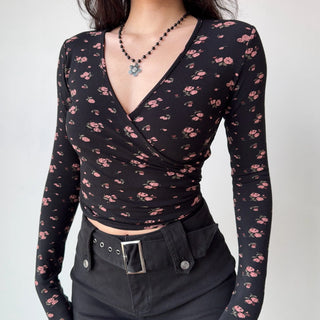 floral V-neck top
