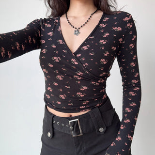 floral V-neck top