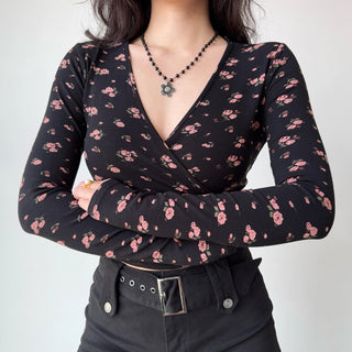 floral V-neck top