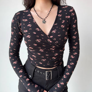 floral V-neck top
