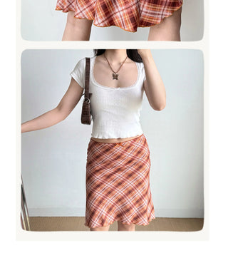 plaid fishtail skirt