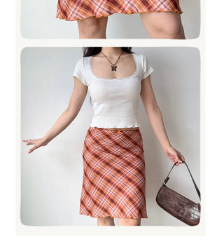 plaid fishtail skirt