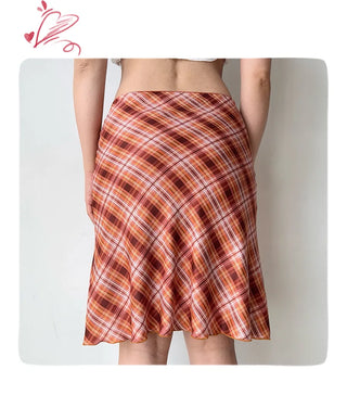 plaid fishtail skirt