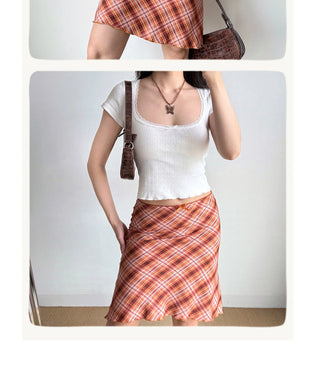 plaid fishtail skirt