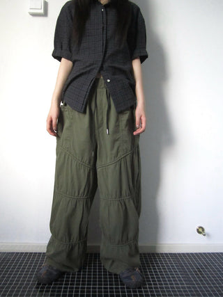 Vintage Wide Leg Trousers With Adjustable Waist Tie