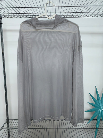 Gray Layered Loose Fit Long Sleeve Turtleneck Top