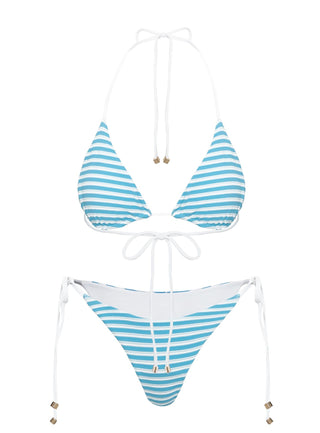 Glora Tie Side Bikini Bottom White Blue  White